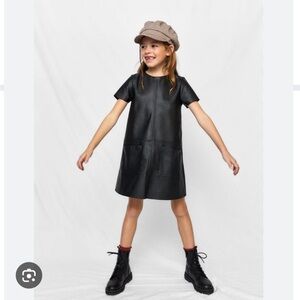 Zara Black Faux Leather Kids Dress